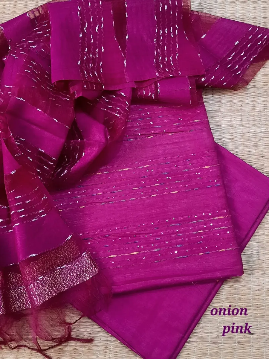 HANDLOOM COTTON SUITS WITH FANCY WEAVING